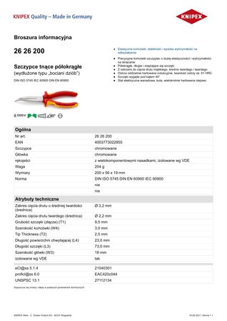 SZCZYPCE IZOLOWANE WYDŁUŻONE WYGIĘTE TNĄCE PÓŁOKRĄGŁE  200MM