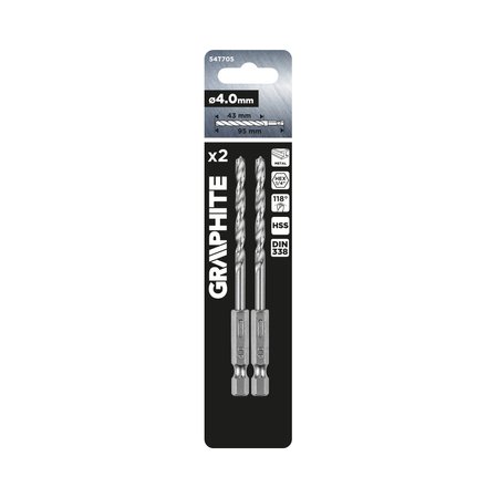 Wiertło do metalu Hex 4.0 mm, 2 szt.