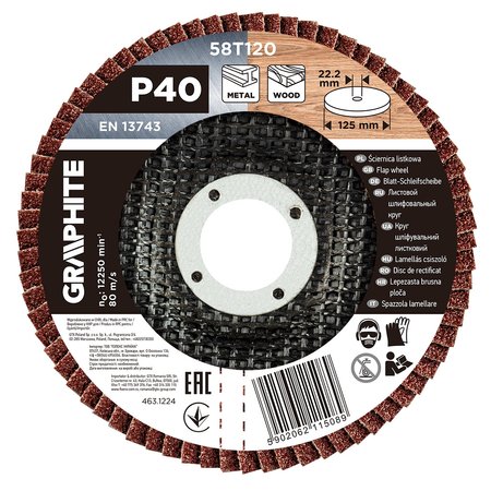 Ściernica listkowa 125 x 22.2 mm, P40