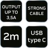 Kabel USB typ C, 2m