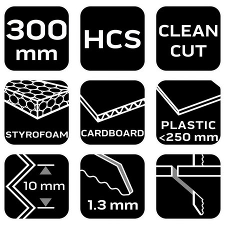 Brzeszczot do piły szablastej do czystego cięcia izolacji, gumy, kartonu 300 mm, HCS