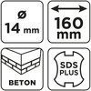Wiertło do betonu SDS Plus z podwójną spiralą 14 x 160 mm
