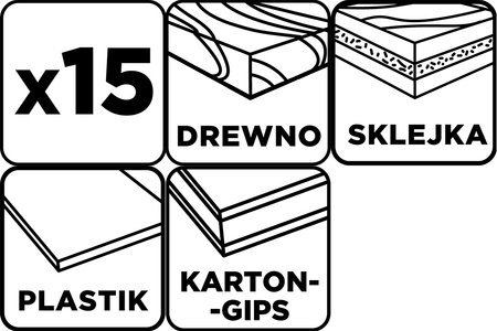 Otwornice z adapterami, 19-76 mm, zestaw 15 szt.