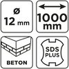 Wiertło do betonu SDS Plus z podwójną spiralą 12 x 1000 mm