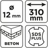 Wiertło do betonu SDS Plus z podwójną spiralą 12 x 310 mm