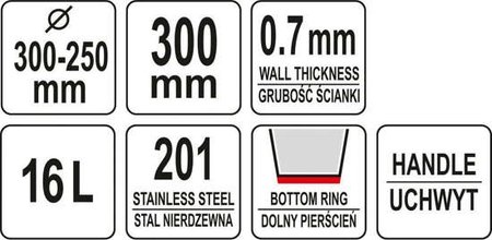 WIADRO / POJEMNIK ZE STALI NIERDZEWNEJ 16L.