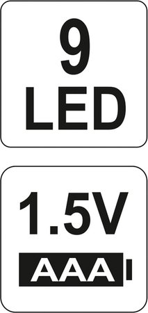 LATARKA ALUMINIOWA, 9LED, CZARNA