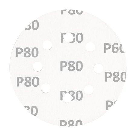Krążki ścierne na rzep 125 mm, P80, 5 szt., z 8 otworami