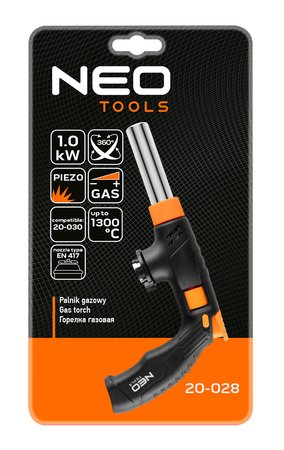 Palnik gazowy z piezo, nakręcany 360st. z regulacją płomienia