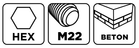 Adapter do otwornic HEX oraz wiertło pilotujące M22 200 mm