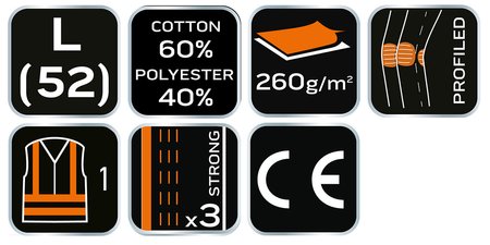 Spodnie ostrzegawcze 40% poliester, 60% bawełna, 260 gsm, rozmiar L