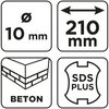 Wiertło do betonu SDS Plus z podwójną spiralą 10 x 210 mm