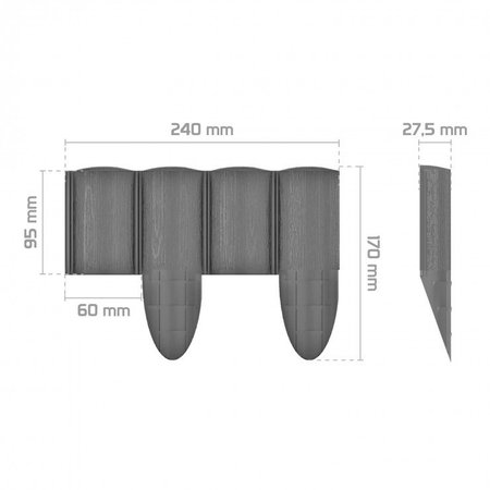 PALISADA OGRODOWA  ECO 2,4M GRAFITOWA