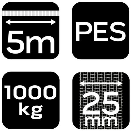Pas mocujący z grzechotką 25 mm x 5 m, wytrzymujący 1000 kg PES