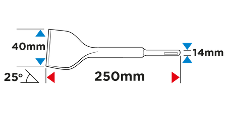 Dłuto SDS Plus 40 x 250 mm, 25 st.