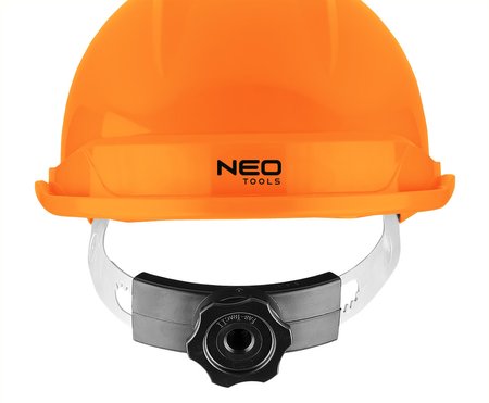 Hełm przemysłowy z paskiem podbródkowym, pomarańczowy