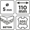 Wiertło do betonu SDS Plus z podwójną spiralą 5 x 110 mm