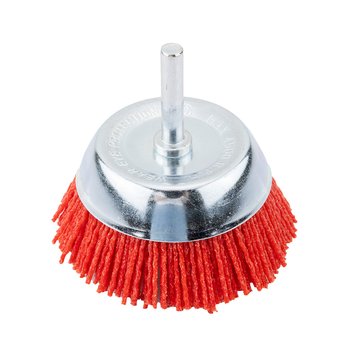 Szczotka nylonowa doczołowa 75 mm, z trzpieniem 6 mm