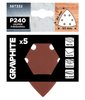 Papiery ścierne delta na rzep 93 x 93 mm, P240, 5 szt., z 6 otworami