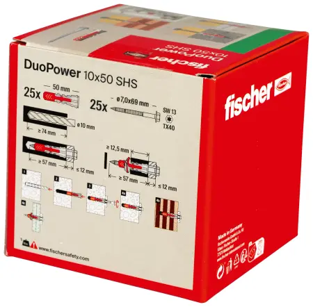 Fischer Kołek Rozporowy Uniwersalny DuoPower 10x50 S z Wkrętem (25 szt.) 535461