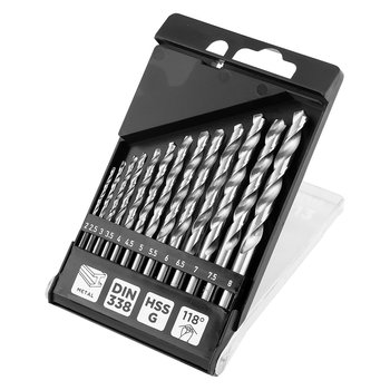 Wiertła do metalu HSS-G, 2 - 8 mm, zestaw 13 szt.