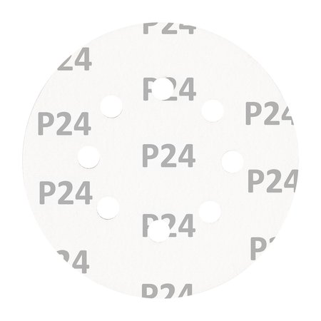 Krążki ścierne na rzep 125 mm, P24, 5 szt., z 8 otworami