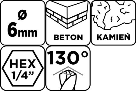 Wiertło do betonu Hex 6 mm