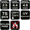 Opaski zaciskowe EXTREME czarne zestaw 75 szt.