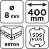Wiertło do betonu SDS Plus z podwójną spiralą 8 x 400 mm