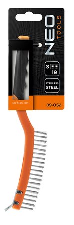 Szczotka druciana, drut nierdzewny, 3x19 rzędów, ze skrobakiem