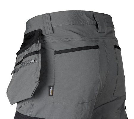 Spodnie robocze Mix&Match, 4 way stretch, z kaburami, Cordura, szaro-czarne, rozmiar XL
