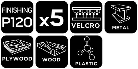 Papiery ścierne na rzep, żelazko 100 x 147 mm, P120, 5 szt., z 9 otworami do 04-623