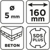 Wiertło do betonu SDS Plus z podwójną spiralą 5 x 160 mm
