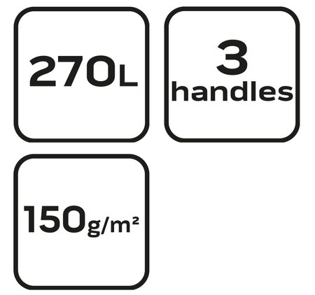 Torba ogrodowa 270 L, 150 g/m2; PP; usztywniona krawędź, 3 uchwyty, 67 x 76 cm