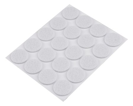 Podkładki filcowe okrągłe samoprzylepne, białe 20 mm, 20 szt.