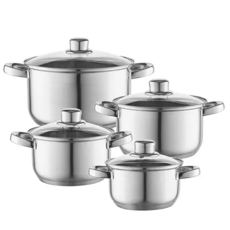 Komplet garnków ze stali nierdzewnej Polpo 8 elementów