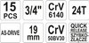 ZESTAW NARZĘDZIOWY 3/4' 15CZ.