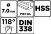 Wiertło do metalu HSS, DIN 338, 7 mm