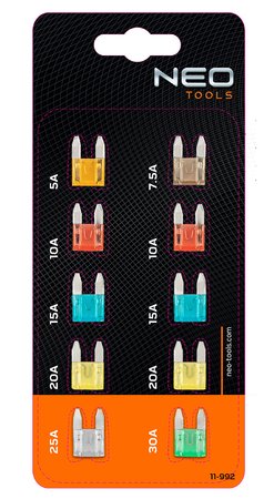 Zestaw bezpieczników samochodowych, 10 sztuk