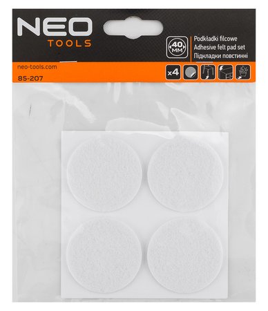Podkładki filcowe okrągłe samoprzylepne, białe 40 mm, 4 szt.