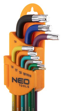 Klucze Torx T10-50, zestaw 9 szt., kolorowe