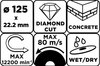 Tarcza diamentowa do cięcia segmentowa, 125 x 22.2 mm, na sucho i mokro