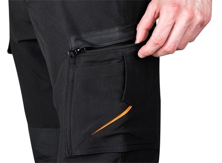 Spodnie robocze Mix&Match, 4 way stretch, czarno-pomarańczowe, rozmiar XXL
