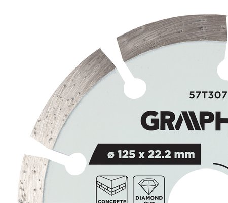 Tarcza diamentowa do cięcia segmentowa, 125 x 22.2 mm, na sucho