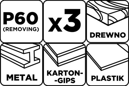 Pasy bezkońcowe 75 x 533 mm, P60, 3 szt.