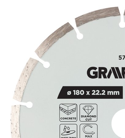 Tarcza diamentowa do cięcia segmentowa, 180 x 22.2 mm, na sucho i mokro