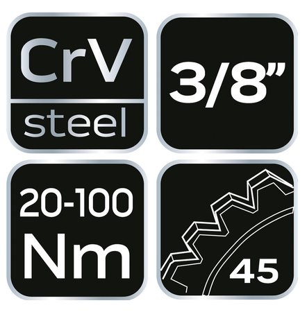 Klucz dynamometryczny 3/8", 20-100 Nm