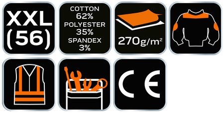 Bluza robocza PREMIUM, 62% bawełna, 35% poliester, 3% elastan, rozmiar XXL