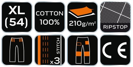 Spodnie robocze Motosynteza, 100% bawełna rip stop, rozmiar XL