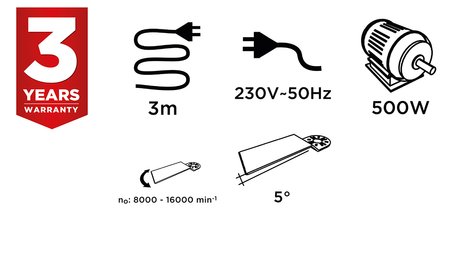 Urządzenie wielofunkcyjne 500W, ilość oscylacji 8000-16000 min⁻¹, walizka